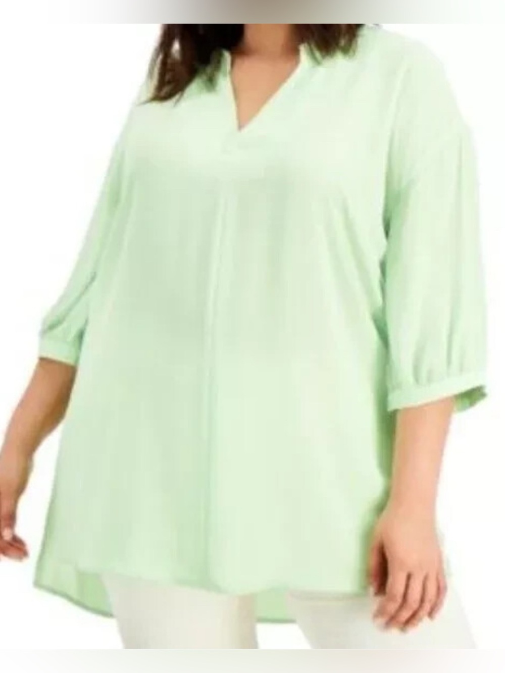 Alfani Mint Green plus size Split-Neck Tunic Top